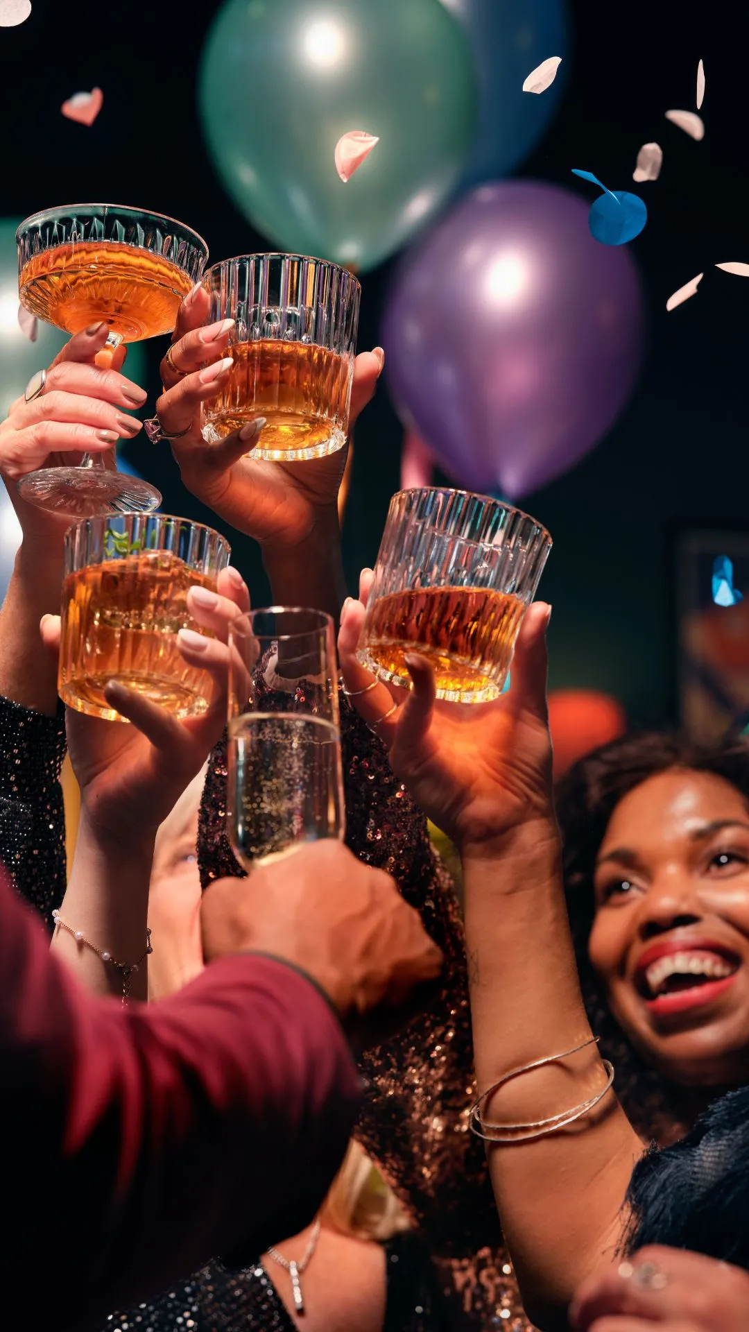 Team raising their glasses for a toast at a corporate celebration