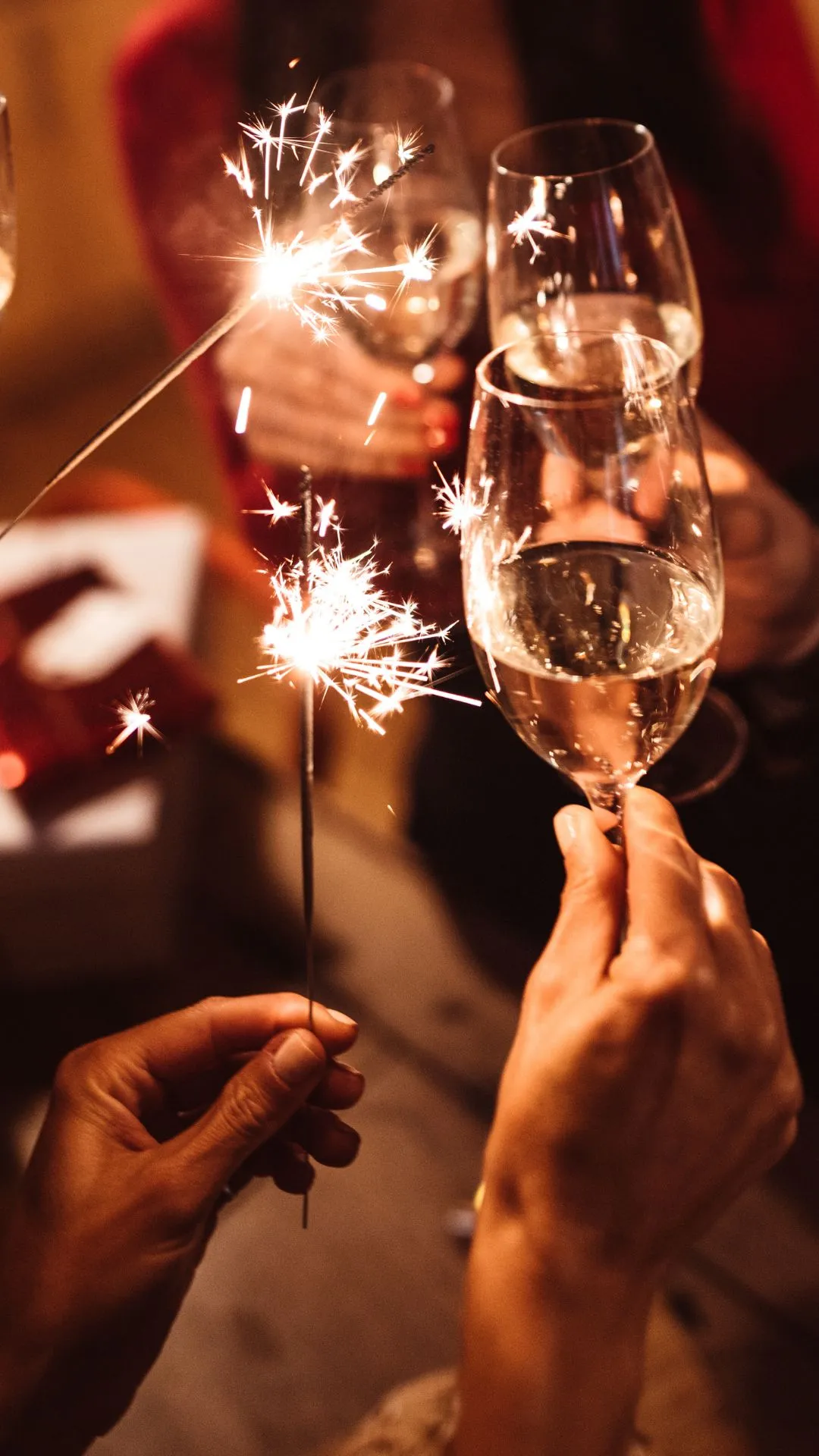 Employees celebrating together at a company New Year party