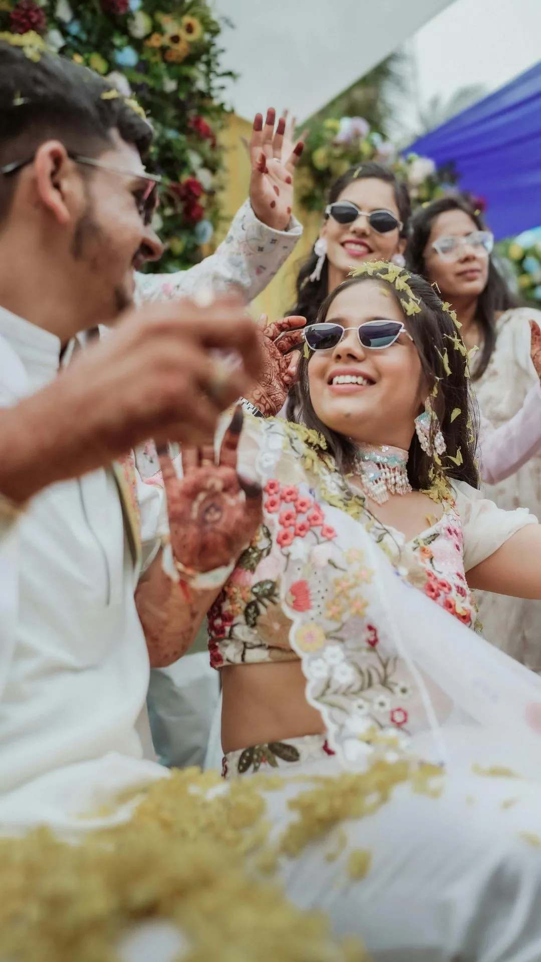 Party guests taking a selfie